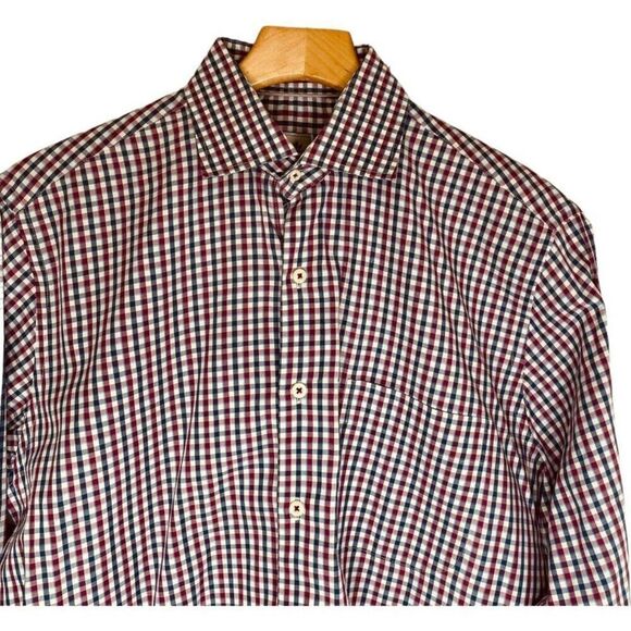 Peter Millar | Men’s Gingham Check Button Down Dress Shirt Size M | EUC - Picture 7 of 13